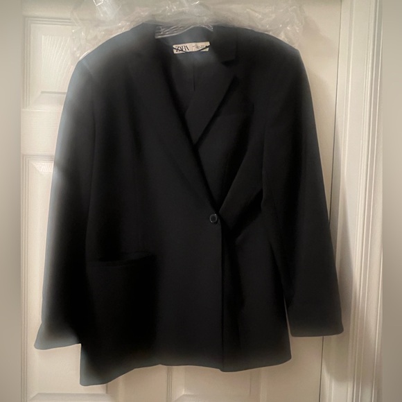 ZARA 2023 BLACK SIDE BUTTON BLAZER WORN ONCE  XL $89 - Picture 5 of 7